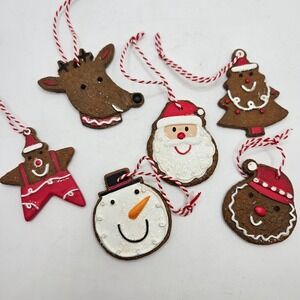 VTG HMK Christmas Gingerbread Cookie Ornament Lot of 6 Reindeer Santa‎ Snowman